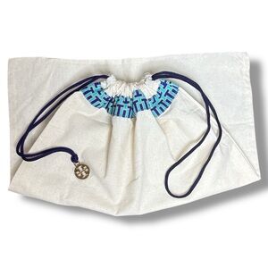 Tory Burch Dust Bag Drawstring‎ Pouch Logo Teal Navy Blue Accessory
